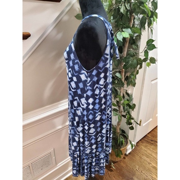 Time And Tru Women's Blue Rayon Round Neck Sleeveless Casual Knee Length Dress L - Picture 5 of 12